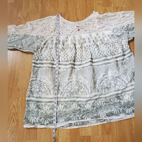 🌹 FREE PEOPLE 🌹 Sun Daze Lace Detail Minidress - [Large, Ivory/Green] - Picture 11 of 15